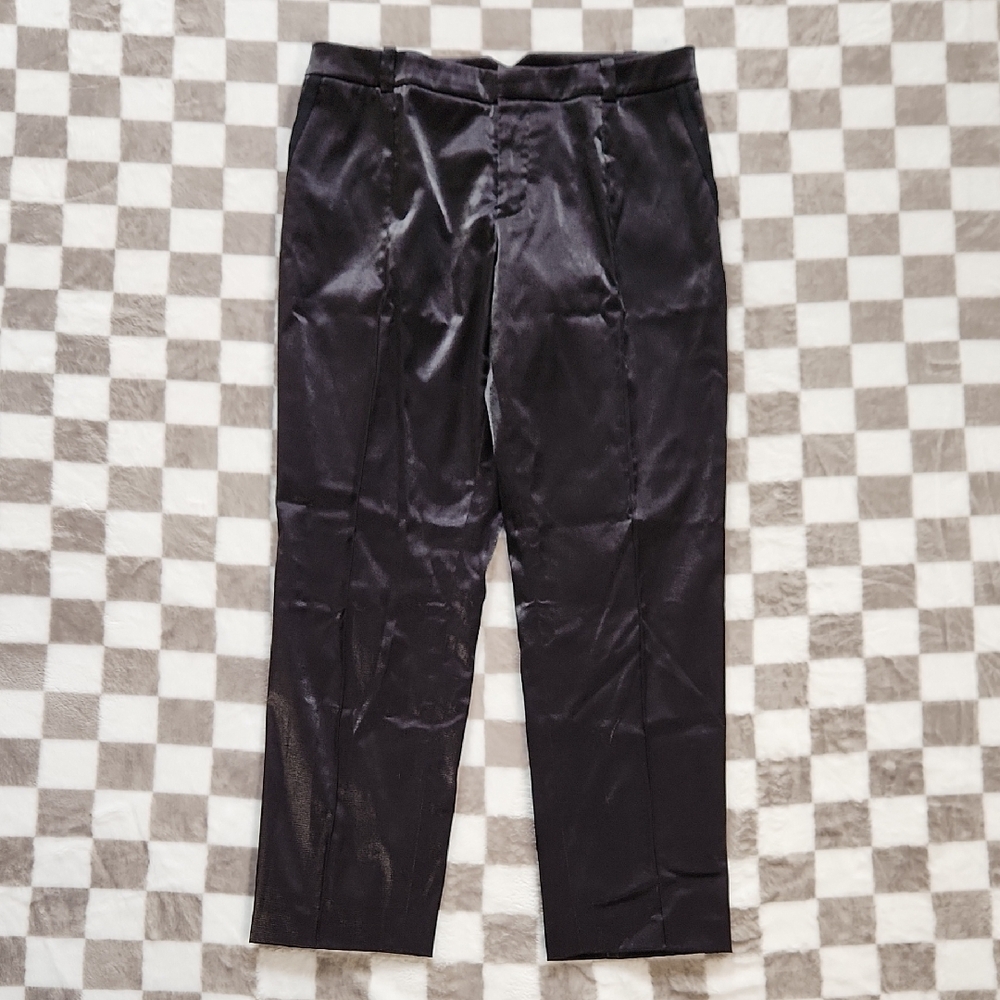 RACHEL Rachel Roy pants Shiny Black Tuxedo Pant formal 12 Black Side Stripe